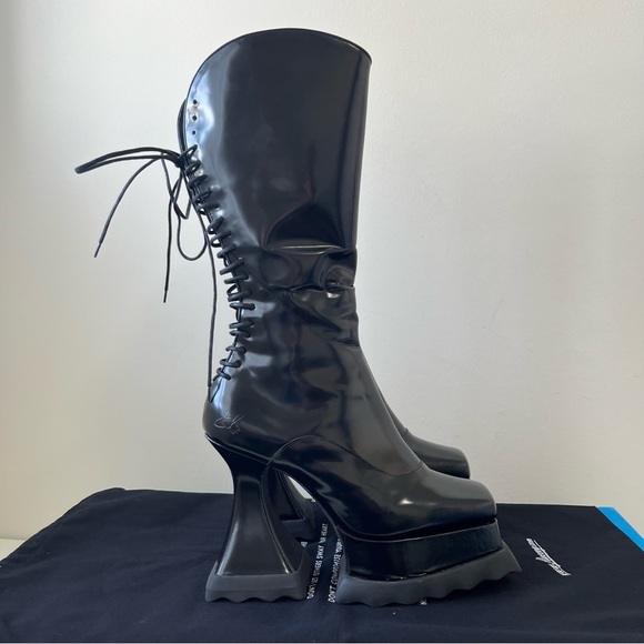 NEW John Fluevog MUNSTER MAX MAGNOLIA ZIP-UP PLATFORM TALL BOOTS Size 11 - Picture 6 of 16